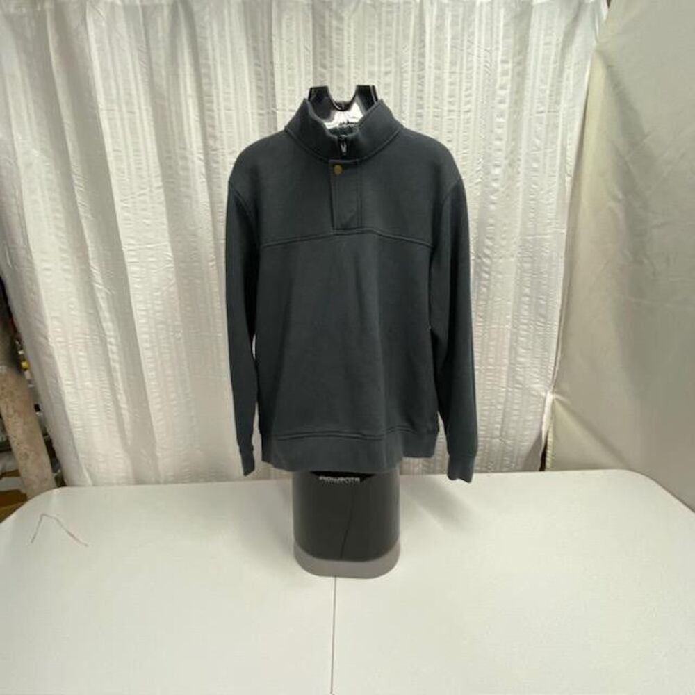 Orvis Signature Fleece Pullover Mens L Gray 1/4 Zip Snap Sweatshirt(472-4.5)